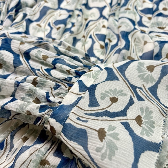 Rebecca Taylor Silk Floral Long Sleeve V Neck Lined Blouse Top White Blue Siz 10 - Picture 8 of 12